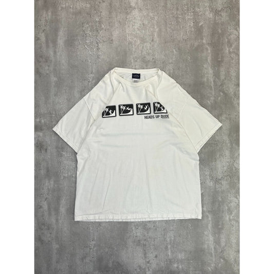 Vintage Heads Up Dude Stick Figure Skateboarding Graphic T-Shirt Size XL