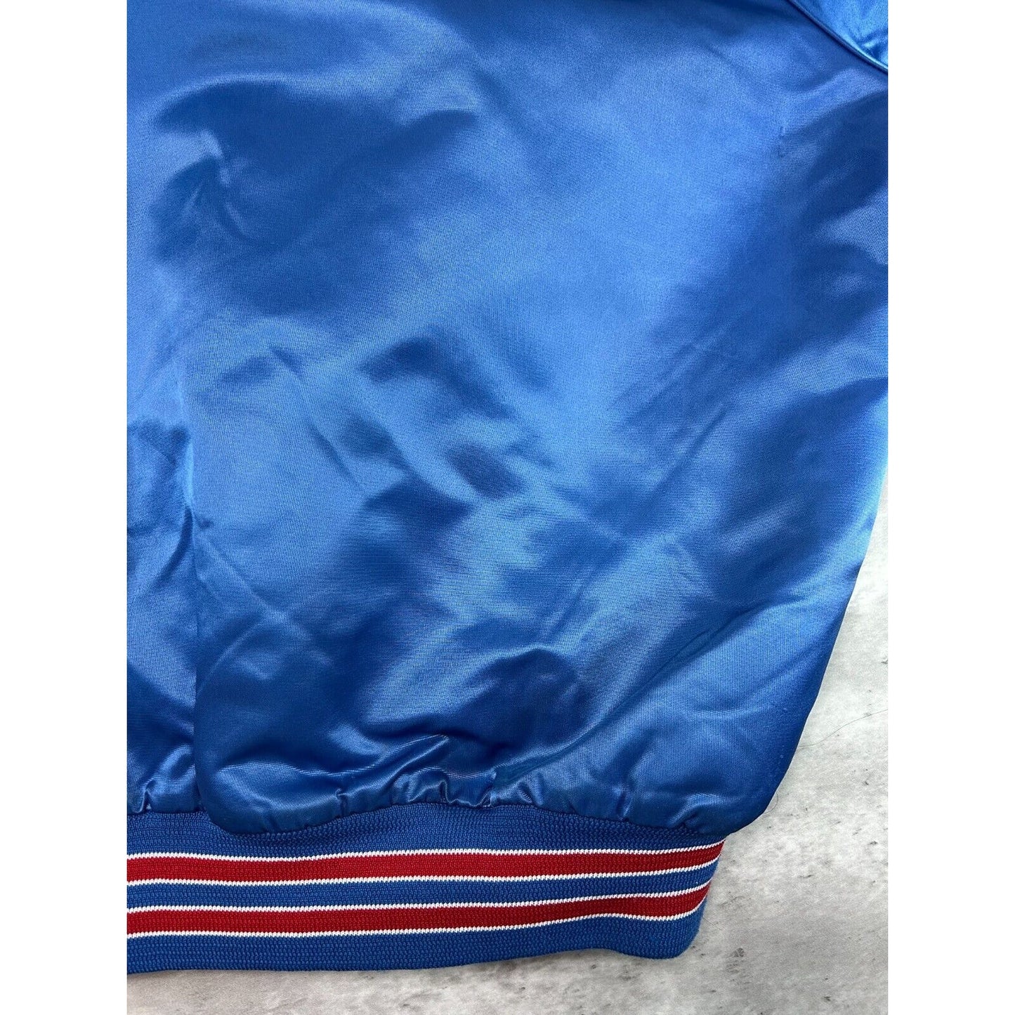 Vintage 80s New York Giants NFL Football Chalk Line Satin Bomber Jacket Size XL
