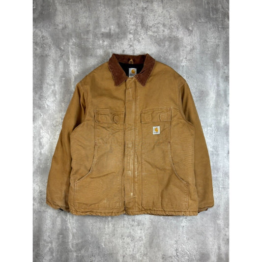 Vintage Carhartt Quilted Lined Canvas Workwear Arctic Jacket Size 48 Beige