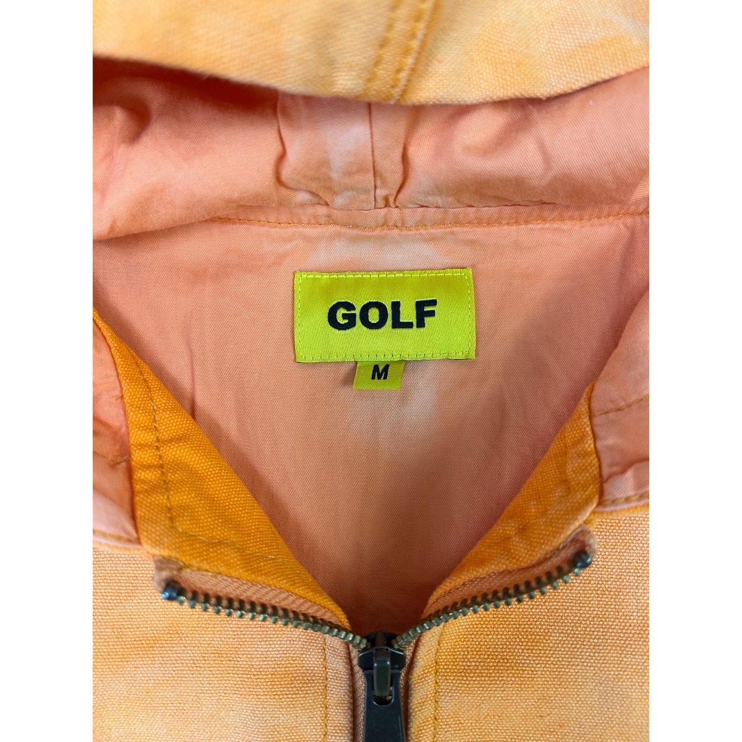 GOLF Workwear Style Canvas Full Zip Hooded Bomber Jacket Size Medium Orange