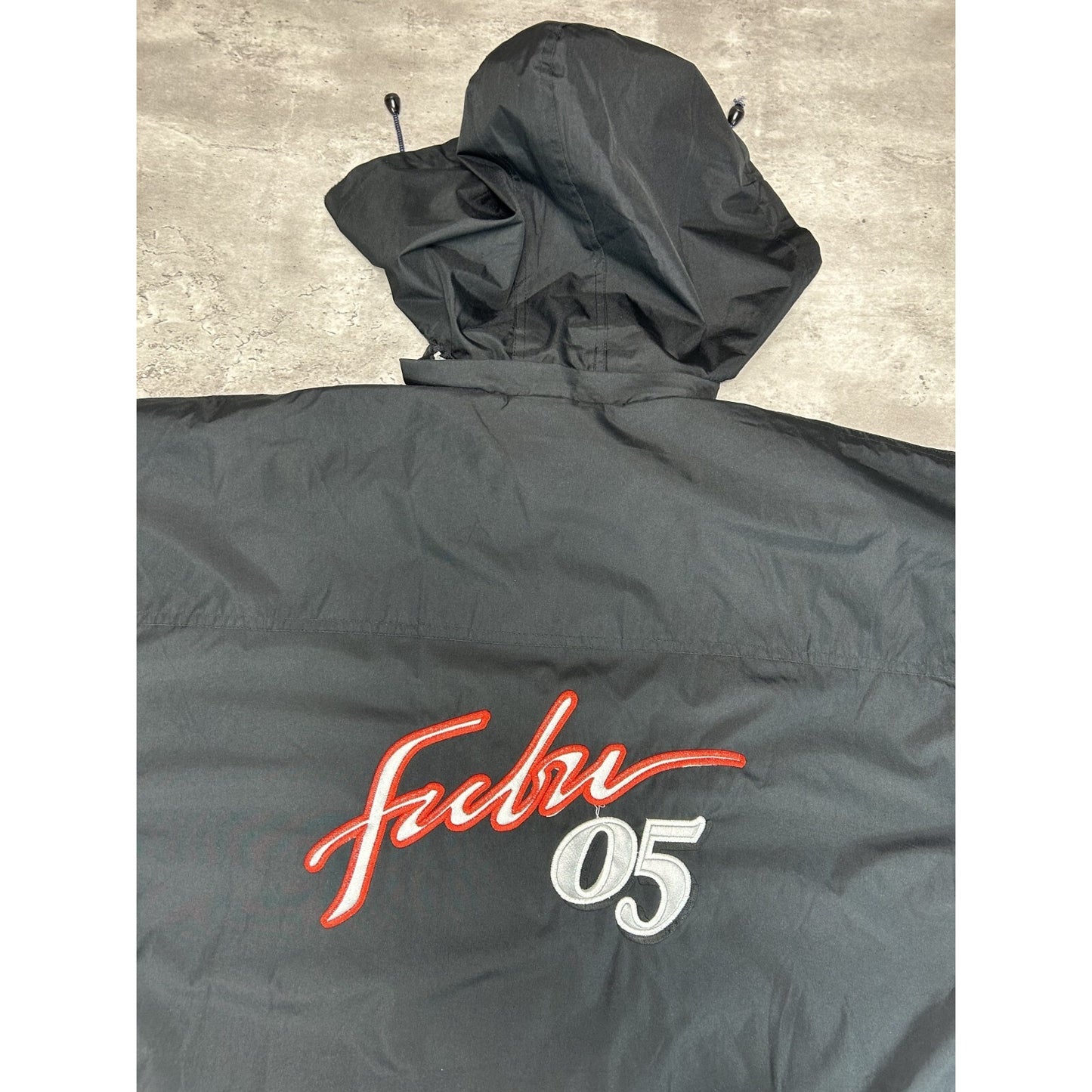 Vintage Y2K Fubu Embroidered Full Zip Hooded Nylon Long Jacket Size XXL