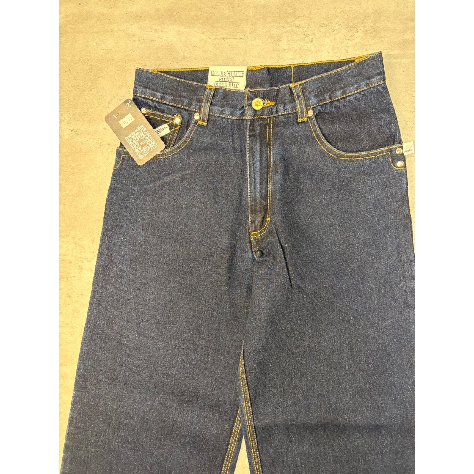Vintage Y2K Womens Johnny Blaze Embroidered Dark Wash Denim Pants Size 28x29