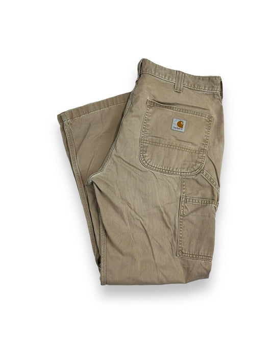 Vintage Carhartt Canvas Workwear Carpenter Pants Size 34 Beige