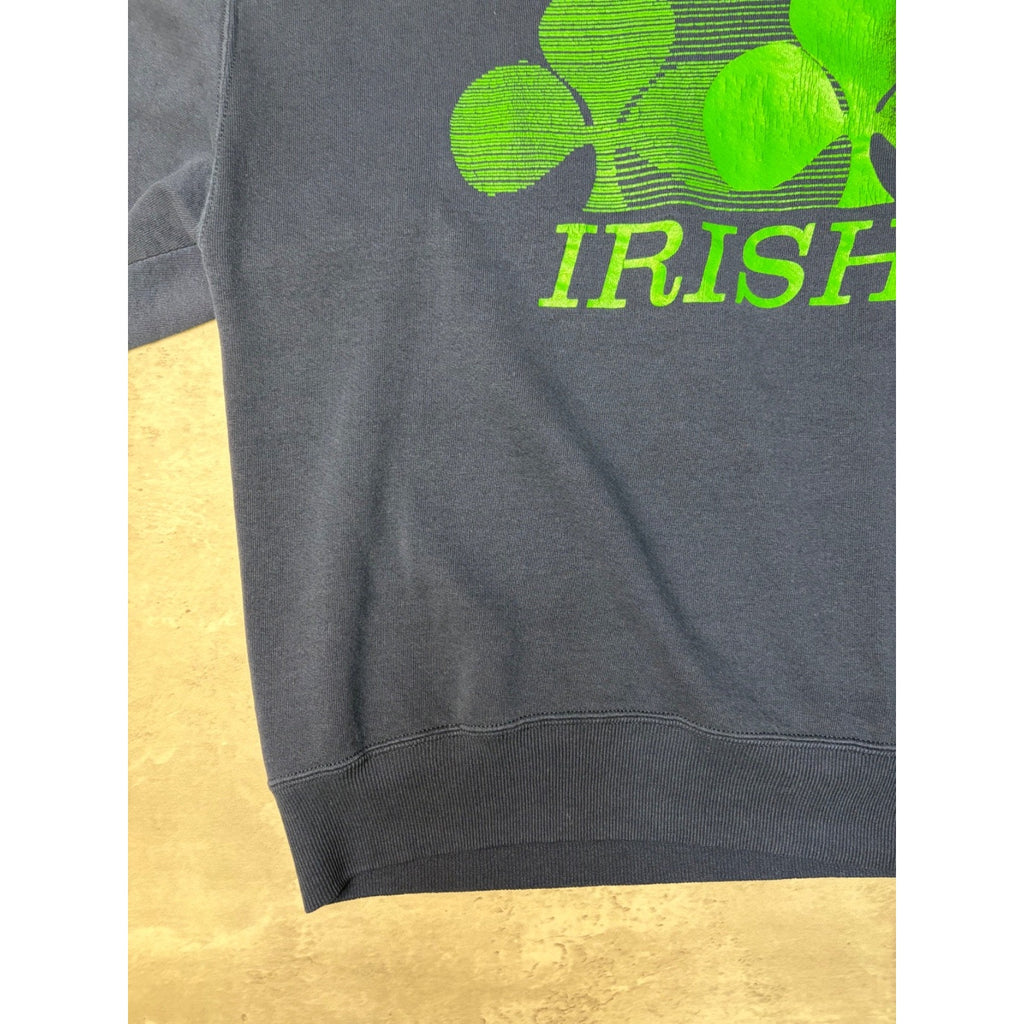 VTG 90s Notre Dame Fighting Irish Clover Spellout Graphic Sweatshirt Size Large