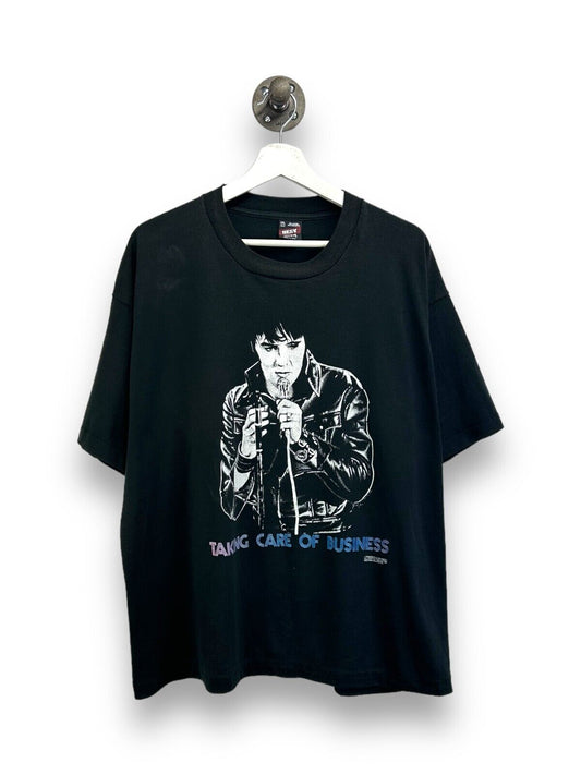 Vtg 1987 Elvis Presley Taking Care Of Business Graphic Music Promo T-Shirt 2XL