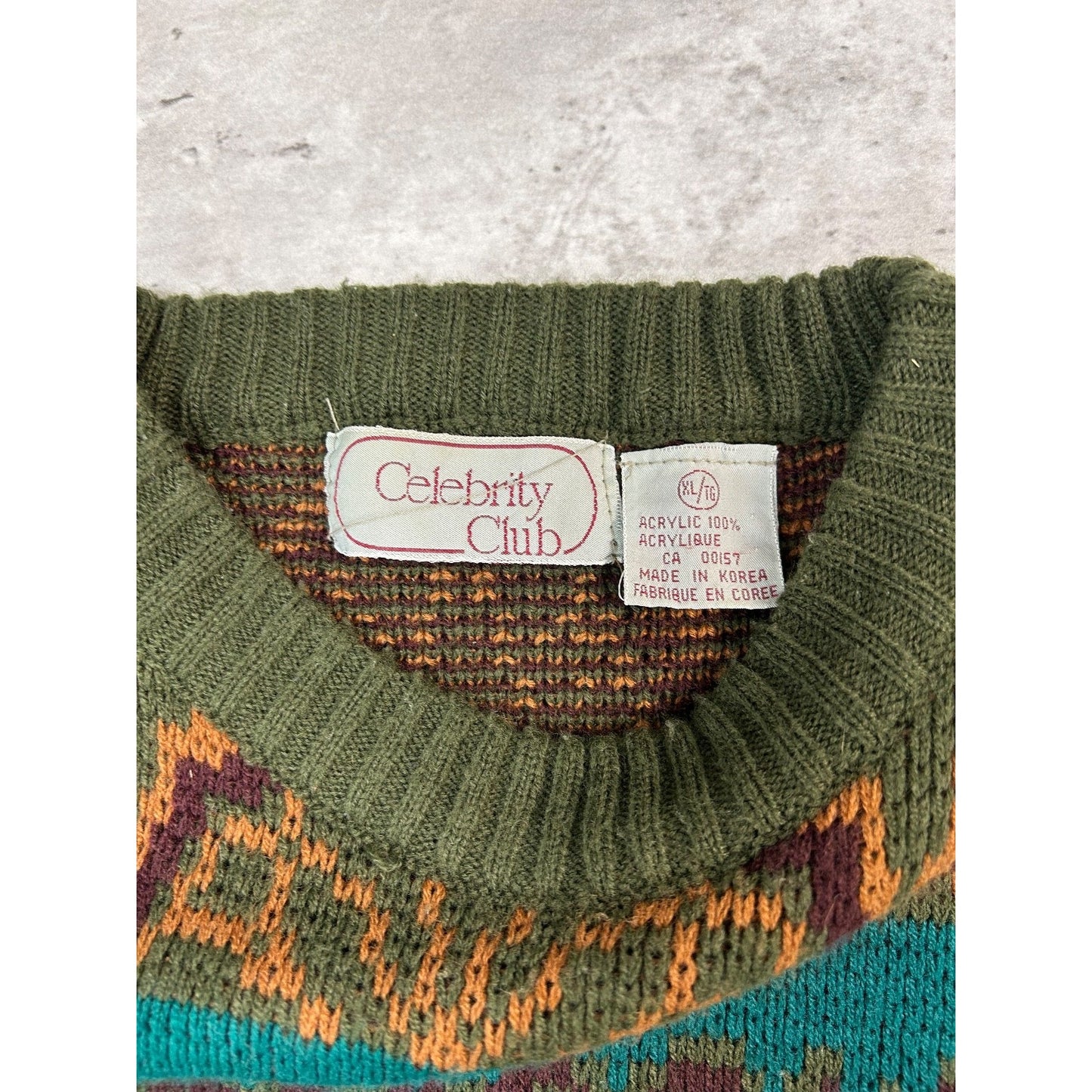 Vintage 90s Celebrity Club Abstract Striped Pullover Knit Sweater Size XL