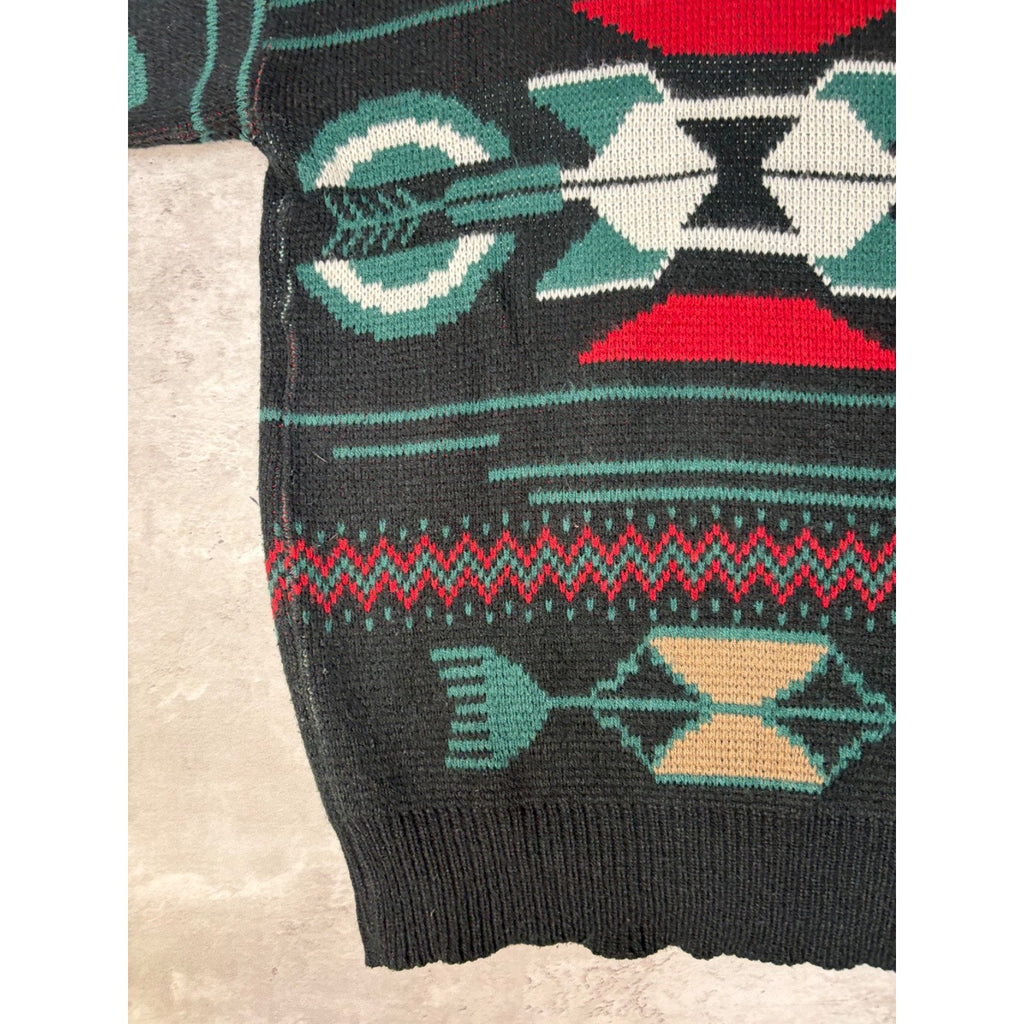 Vintage 80s/90s Weekender Aztec Pattern Print Pullover Knit Sweater Size Small