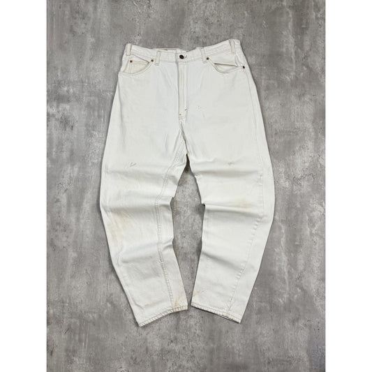 Vintage 90s Levis 550 Orange Tab White Denim Pants Size 36