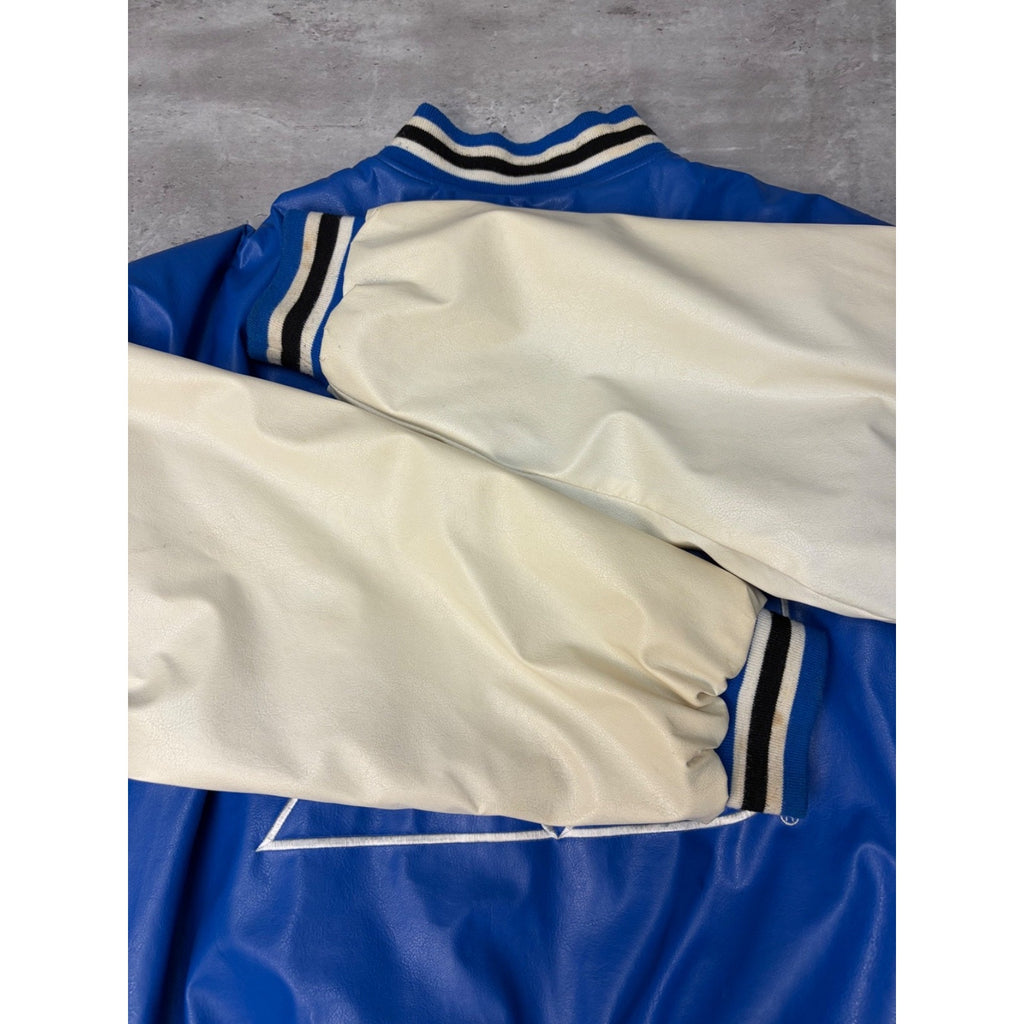 Vintage Duke Blue Devils NCAA Pleather Varsity Style Bomber Jacket Size Large