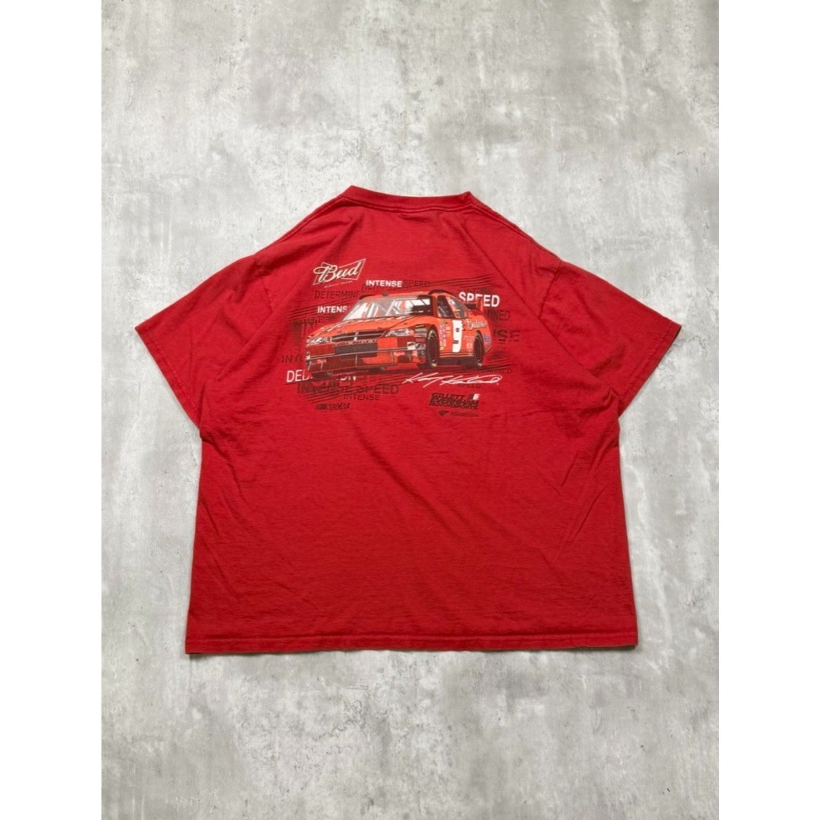 Vintage Kasey Kane #9 Nascar Bud Racing Graphic Spellout T-Shirt Size XL