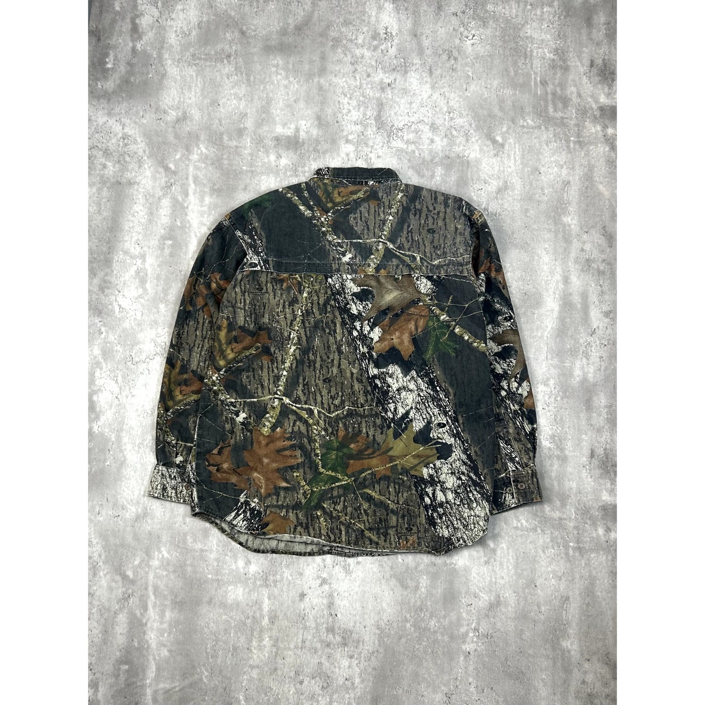 Mossy Oak Breakup Camo Double Pocket Hunting Button Up Shirt Size Large