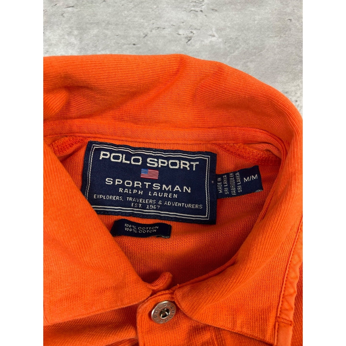 Vintage Polo Sport Spellout Graphic Long Sleeve Rugby Button Up Shirt Sz Medium