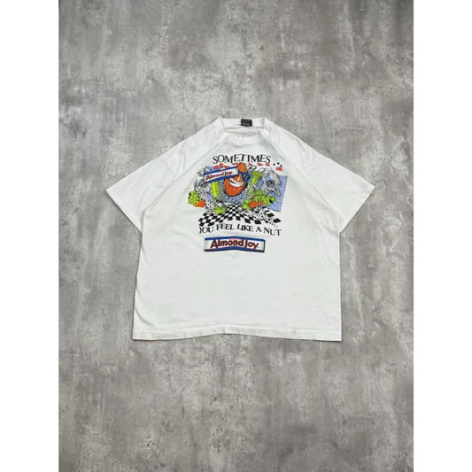 Vintage 1991 Almond Joy Sometimes You Feel Like A Nut Cartoon T-Shirt Size XL