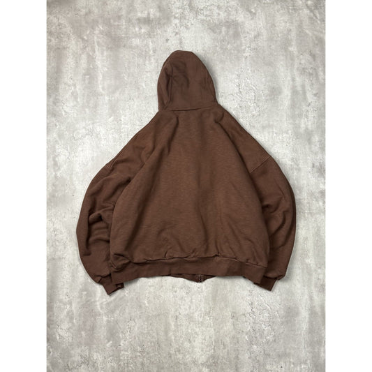 Vintage Tru-Fit Thermal Lined Full Zip Hooded Sweatshirt Size XL Brown