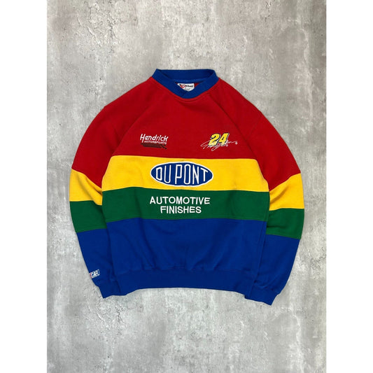 Vintage Jeff Gordon #24 Dupont Racing Nascar Striped Sweatshirt Size XL