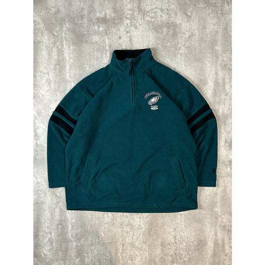 Vintage Philadelphia Eagles NFL Embroidered Logo 1/4 Fleece Sweatshirt Size 2XL