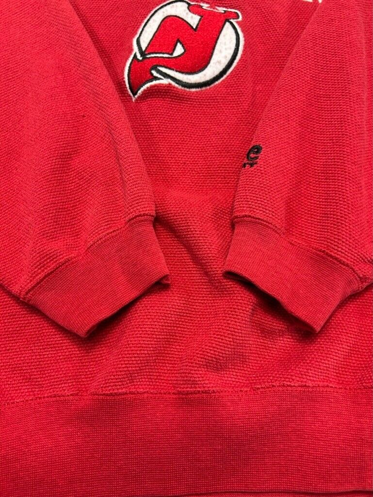 Vintage New Jersey Devils NHL Embroidered Spellout Logo Sweatshirt Size Medium