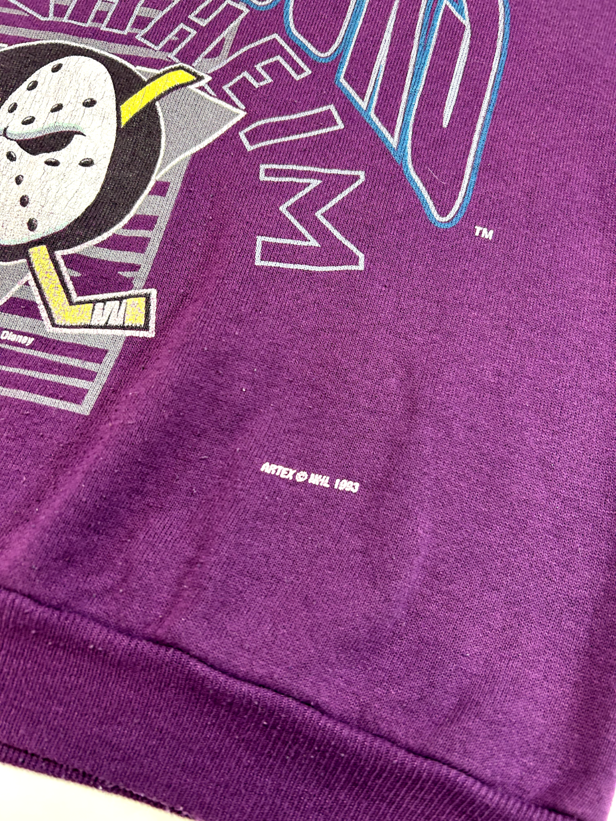 Vintage 1993 Anaheim Mighty Ducks NHL Big Graphic Spellout Sweatshirt Sz Medium