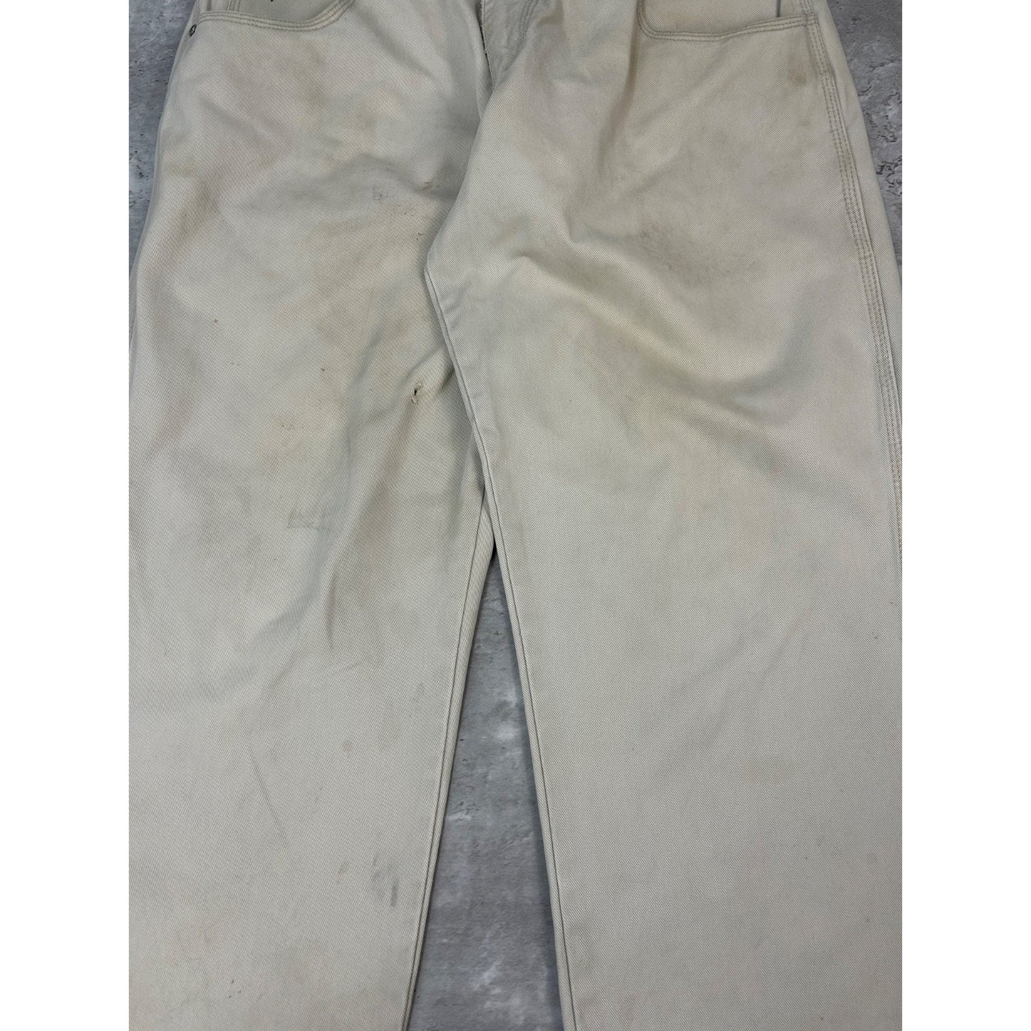 Vintage Y2K FUBU Baggy Fit White Denim Pants Size 33