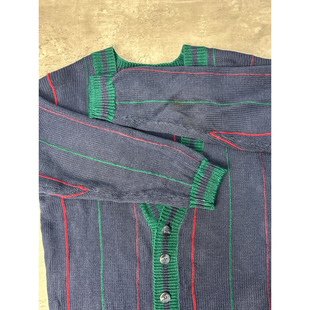 Vintage 80s/90s Striped Button Down Knit Cardigan Sweater Size YOUTH XL