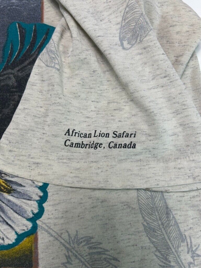 Vintage 1993 African Lion Safari Bald Eagle Nature Graphic T-Shirt Size XL 90s