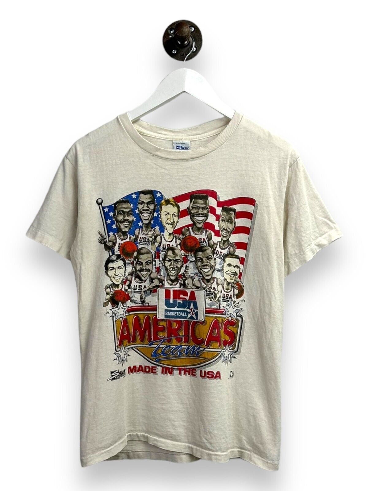 Vintage 1991 USA Olympics Dream Team Basketball Caricature T-Shirt Sz Small 90s