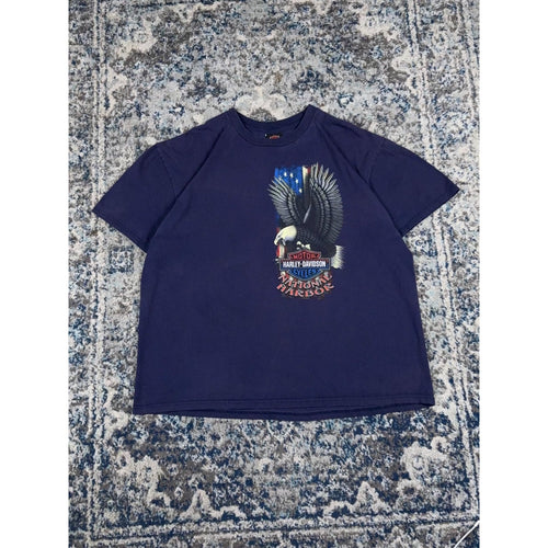 Harley Davidson National Harbor Eagle USA Flag Graphic T-Shirt Size XL