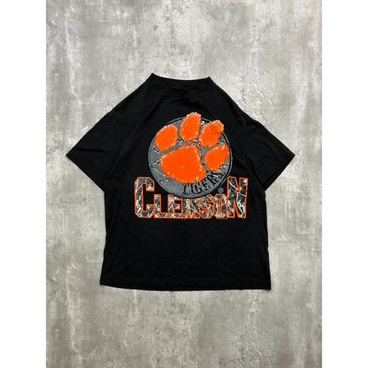 Vintage 90s Clemson Tigers NCAA Spellout Logo Graphic T-Shirt Size Large