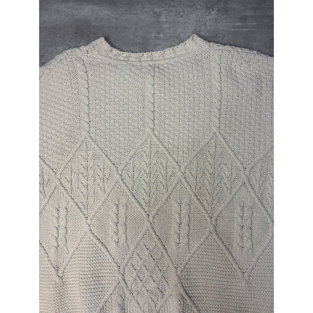 Vintage 90s Structure Pullover Textured Beige Knit Sweater Size Large
