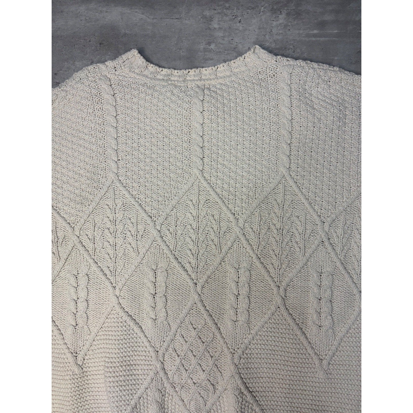 Vintage 90s Structure Pullover Textured Beige Knit Sweater Size Large