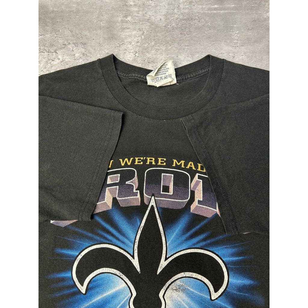 1997 New Orleans Saints NFL Made Of Iron Football Graphic T-Shirt Size Large