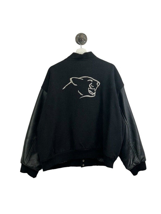 Vintage 90s BC Lions CFL CKNW-98 Embroidered Bomber Jacket Size Large Black