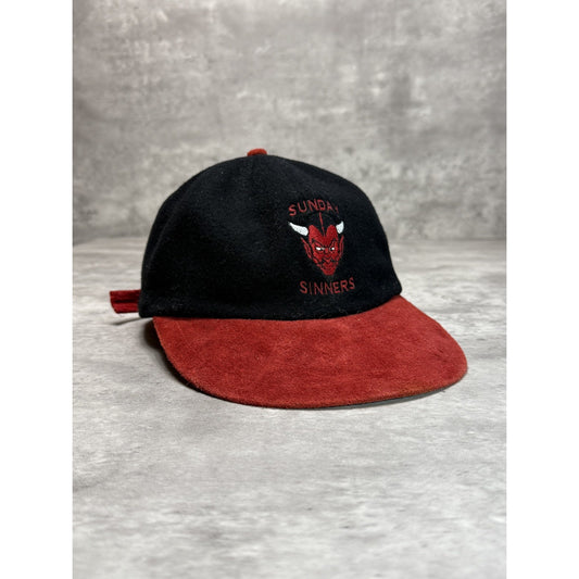 Vintage 90s Sunday Sinners Embroidered Spellout Logo Strapback Hat OSFA