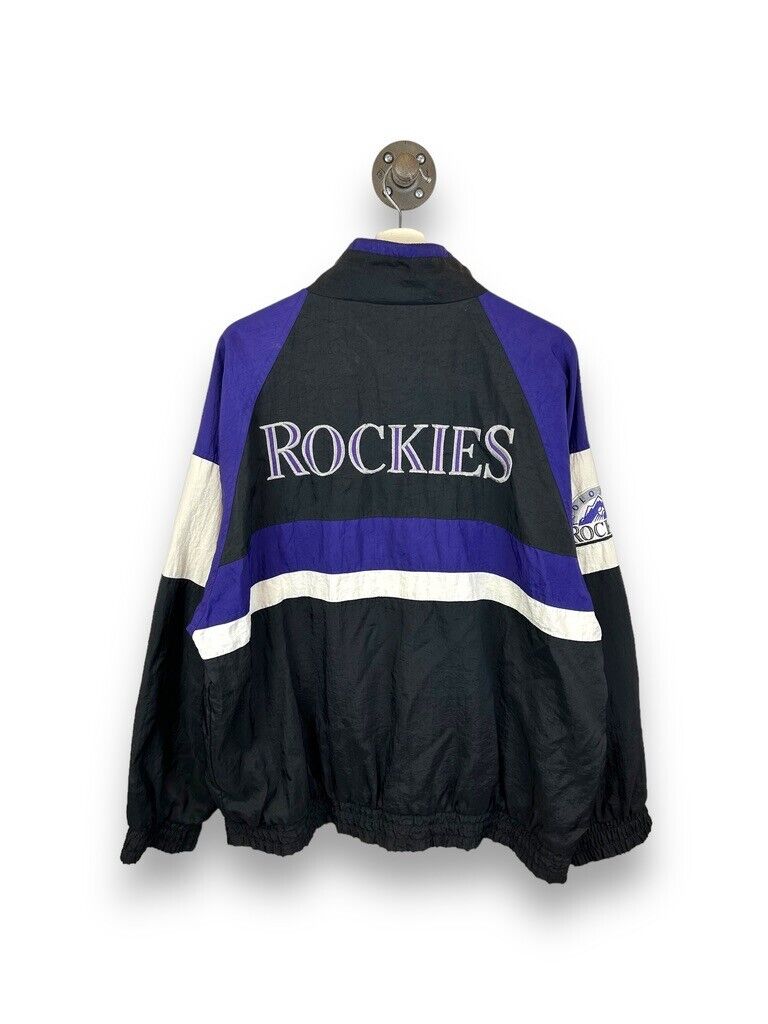 Vintage 90s Colorado Rockies MLB Apex One Nylon Full Zip Jacket Size Large