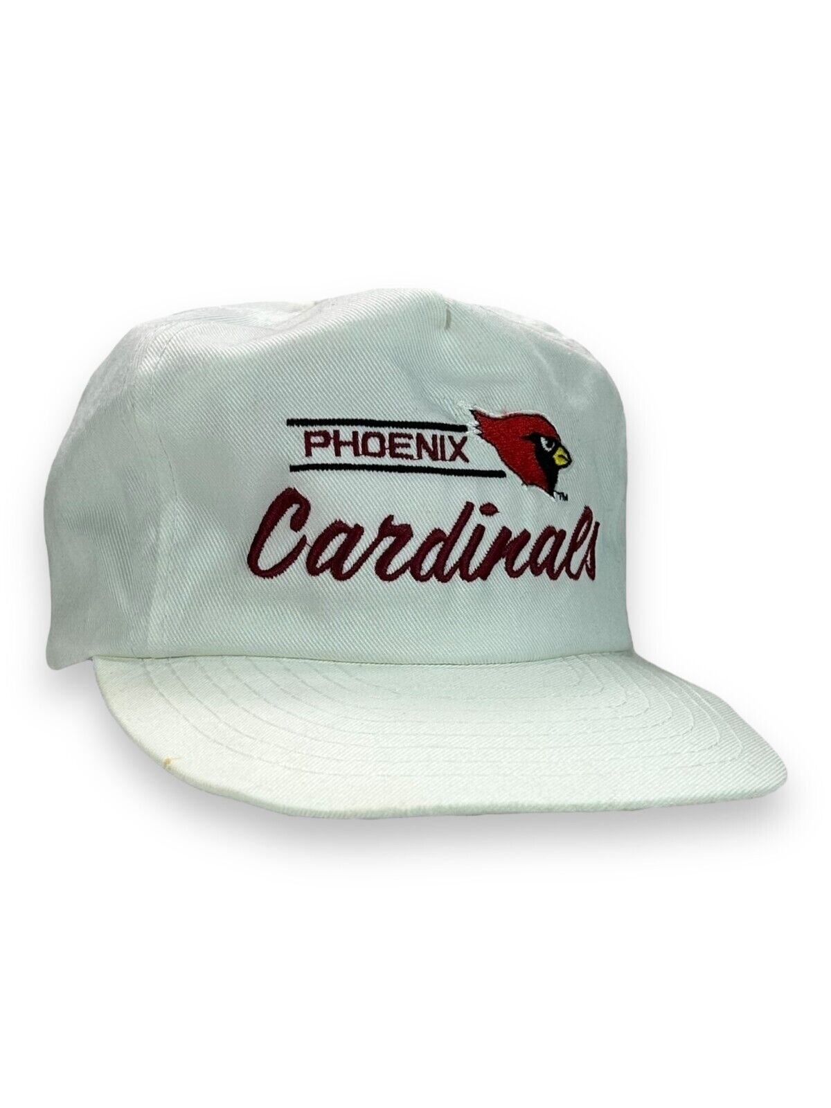 Vintage 90s Pheonix Cardinals NFL Embroidered Script Spellout Snapback Hat OSFA