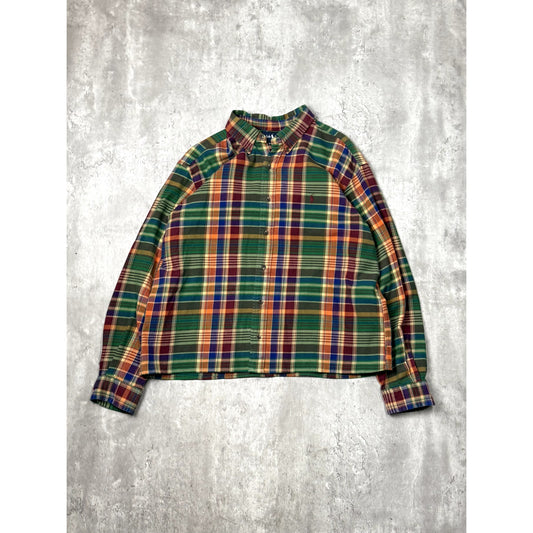 Vintage Polo Ralph Lauren Plaid Reworked Cropped Button Up Shirt Size XL
