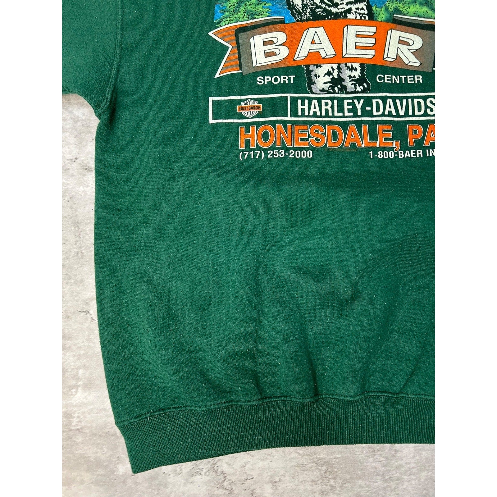 Vintage 90s Harley Davidson Rules Spellout Graphic Green Sweatshirt Size Large