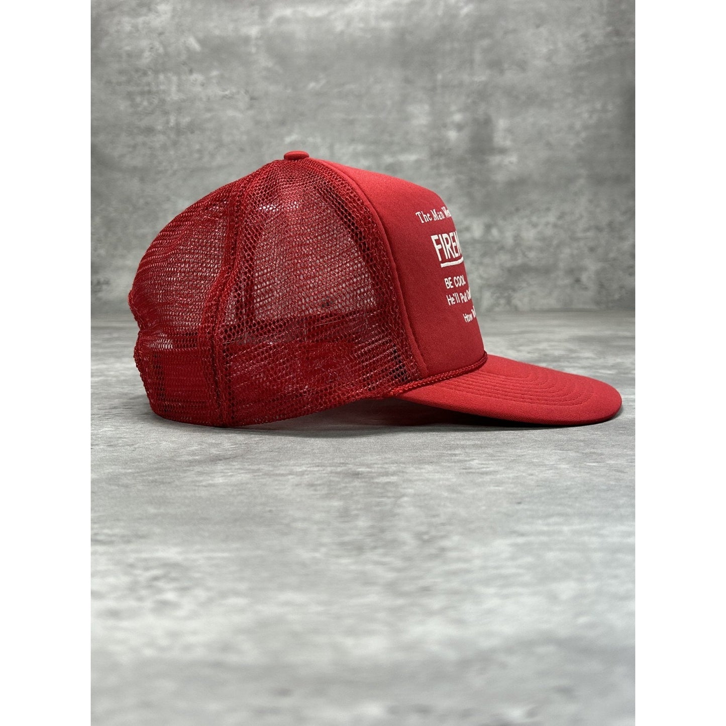 Vintage 90s The Man Wearing This Is A Fireman Comedy Trucker Snapback Hat OSFA