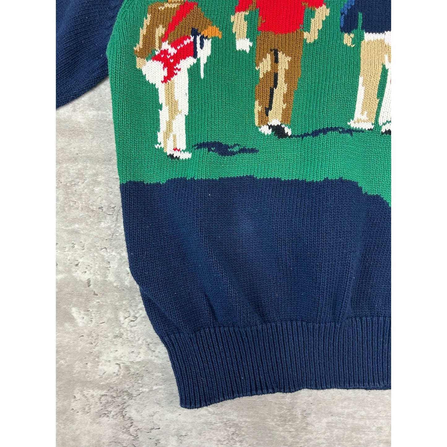 Vintage 90s Hathaway Golfers Graphic Print Pullover Knit Sweater Size Medium