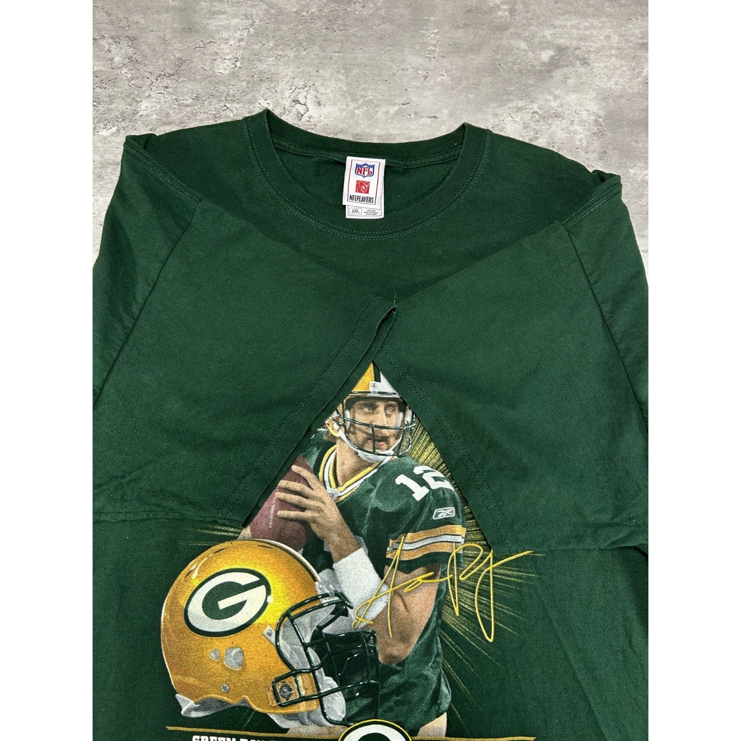 Vintage Aaron Rodgers #12 Green Bay Packers NFL Player Graphic T-Shirt Size 2XL