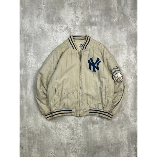 Vintage 90s New York Yankees MLB Pinstripe Stitched Reversible Jacket Sz Medium