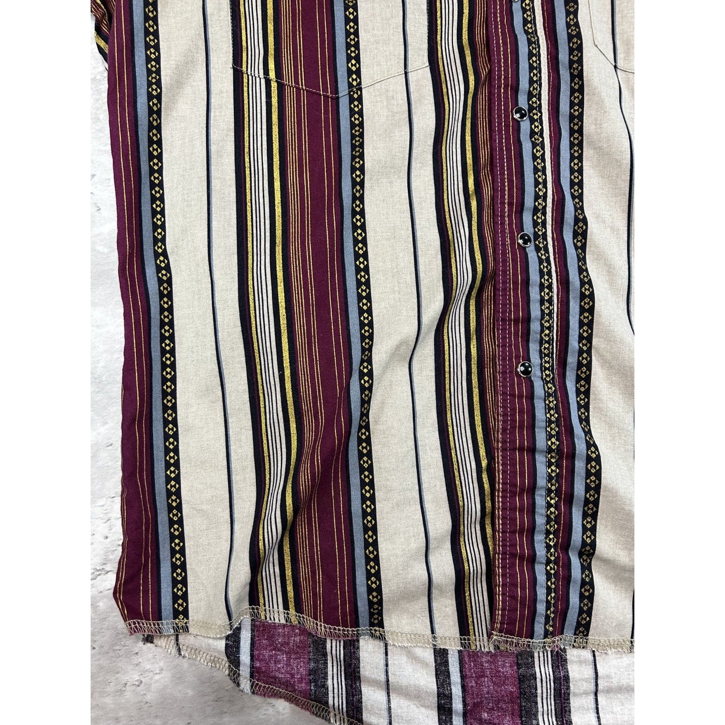 Vintage 80s Wrangler Pearl Snap Striped Long Sleeve Button Up Shirt Size XL