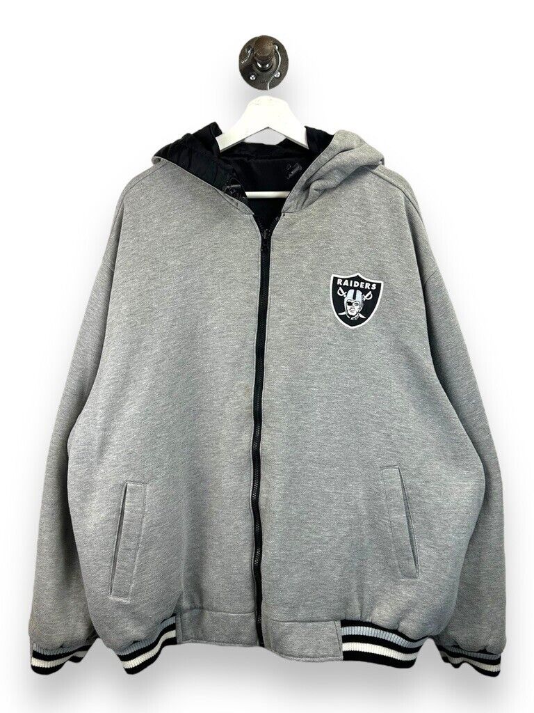 Vintage Los Angeles Raiders NFL Reversible Nylon Full Zip Jacket Size 2XL Black