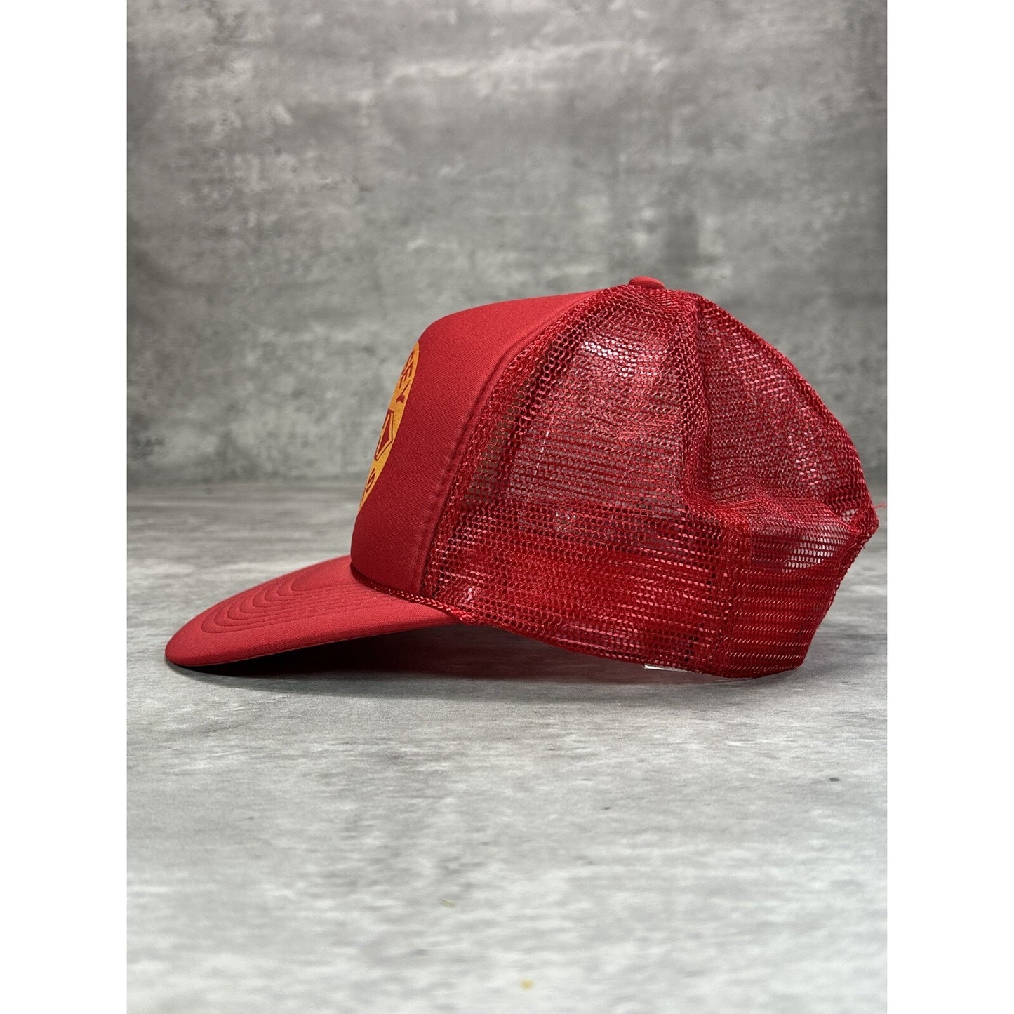 Vintage 1980s Masey Harris Tractors Graphic Logo Trucker Snapback Hat OSFA Red
