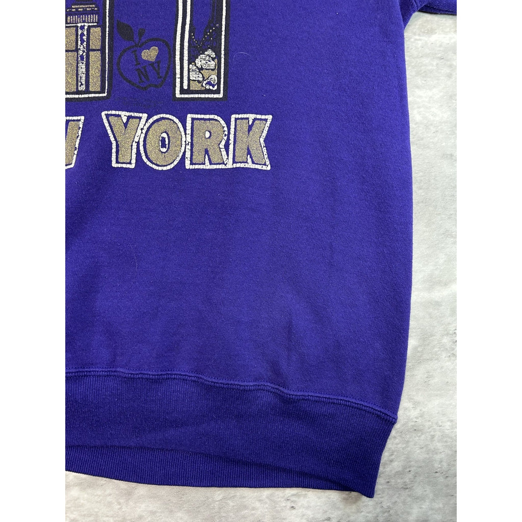 Vintage 90s New York City Skyline Graphic Spellout Destination Sweatshirt Large