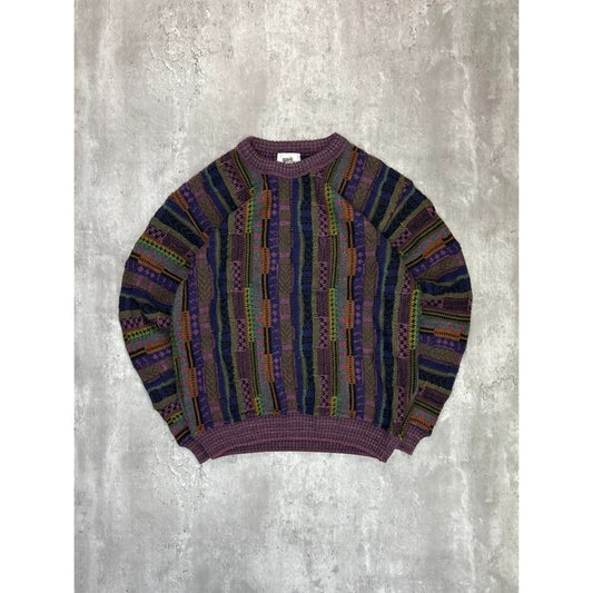 Vintage 90s Abstract 3D Print Pullover Knit Sweater Size Medium