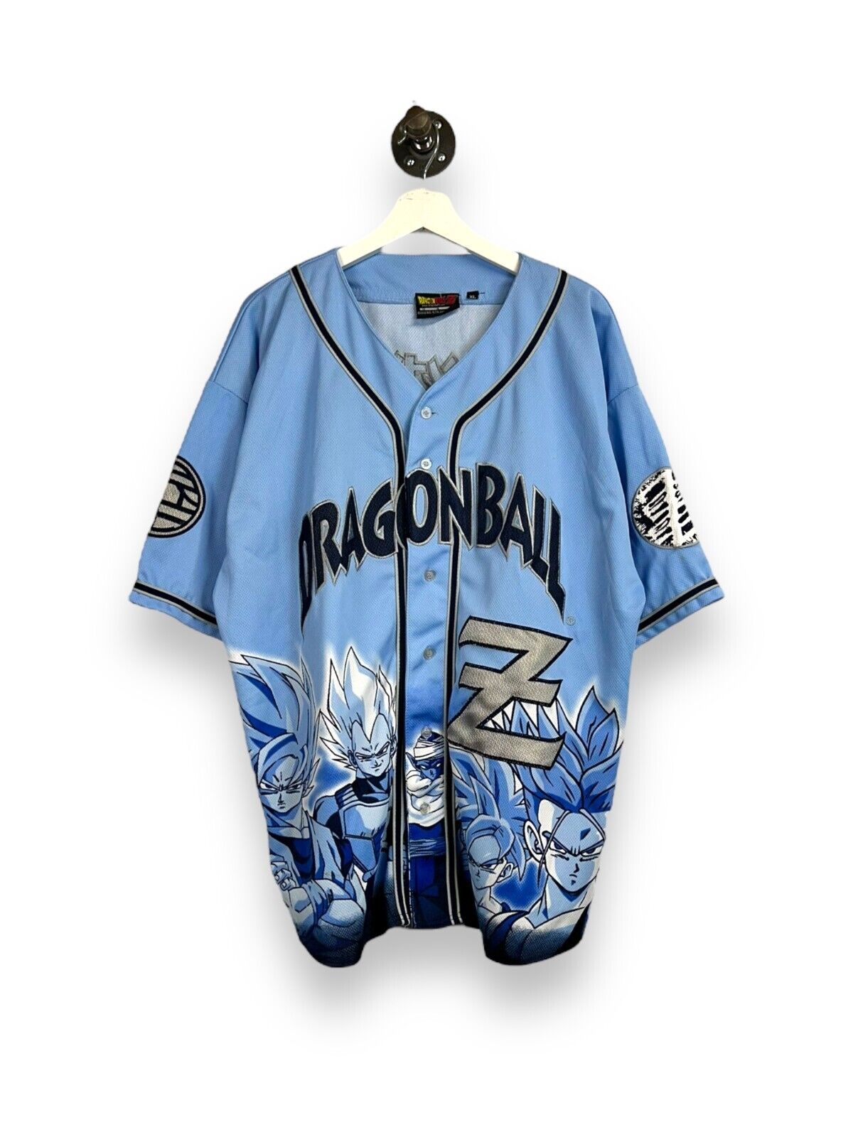 Vintage 2002 Dragon Ball Z Anime Promo Stitched Baseball Jersey Size XL Blue