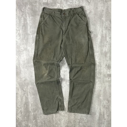 Vintage Carhartt Canvas Workwear Carpenter Pants Size 34 Green