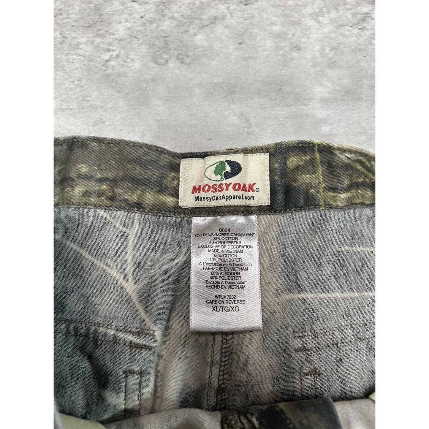 Vintage Mossy Oak Tree Camo Hunting Cargo Pants Size XL YOUTH Green/Brown