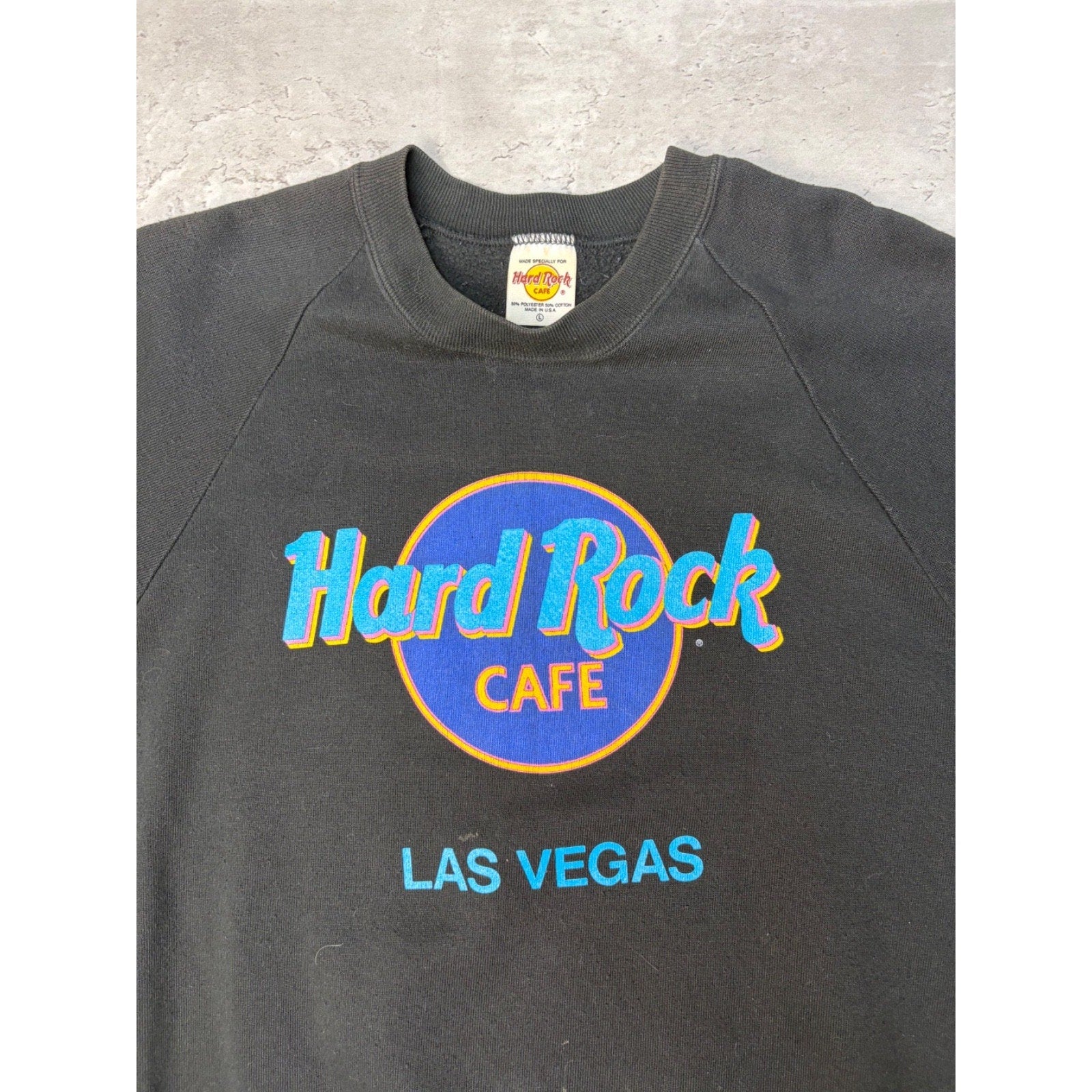Vintage 90s Hard Rock Cafe Las Vegas Graphic Logo Pullover Sweatshirt Size Large